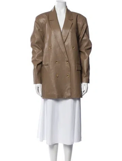 Pre-owned Pistola Faux Leather Blazer In Brown