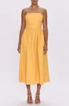 Pistola Florence Strapless Lace-up Back Stretch Cotton Midi Dress In Orange