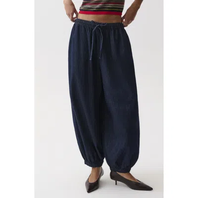 Pistola Freya Drawstring Waist Balloon Jeans In Blue