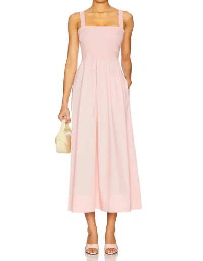 PISTOLA GENEVIEVE SMOCKED EMBROIDERED BODICE DRESS IN PINK SALT