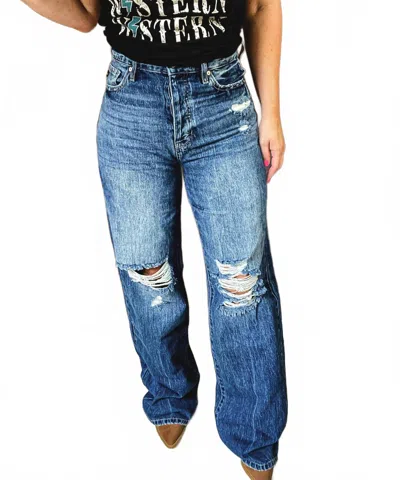 Pistola Gentry Wide Leg Flare Jean In Med Wash In Blue