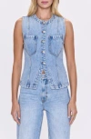 Pistola Gia Fitted Collarless Vest In Gaze In Blue