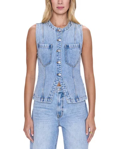 Pistola Gia Fitted Collarless Vest In Blue
