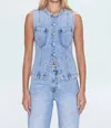 Pistola Gia Fitted Collarless Vest In Gaze In Multi