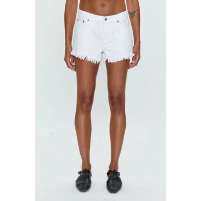 Pistola Gigi Low Rise Cut Off Denim Shorts In White Vintage