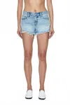 Pistola Gigi Low Rise Cut Off Short In Leisure Distressed In Blue
