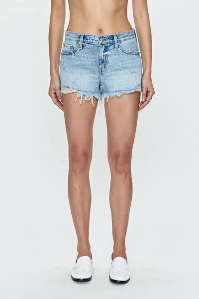 Pistola Gigi Low Rise Shorts In Vivid Distressed In Blue