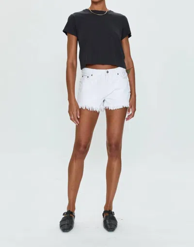 Pistola Gigi Low Rise Shorts In White Vintage In Black