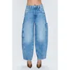Pistola Gio High Waist Crop Barrel Leg Cargo Jeans