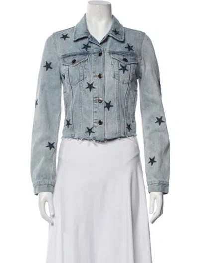 Pre-owned Pistola Graphic Print Denim Jacket In Blue/white