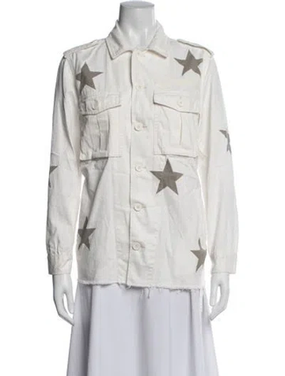 Pre-owned Pistola Graphic Print Denim Jacket In White