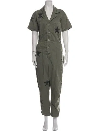 Pre-owned Pistola Graphic Print V-neck Jumpsuit In Green