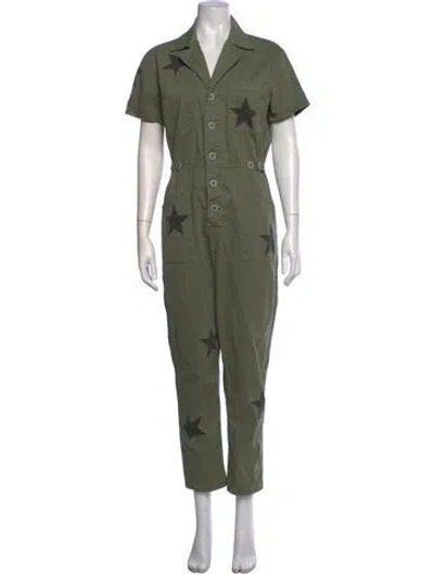 Pre-owned Pistola Graphic Print V-neck Jumpsuit In Green