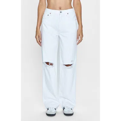 Pistola Grayson Ripped Wide Leg Jeans In Le Blanc Distressed