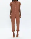 Pistola Grover Button Front Jumpsuit In Cinnamon In Brown