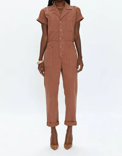 Pistola Grover Button Front Jumpsuit In Cinnamon In Brown