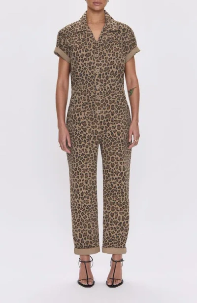 Pistola Grover Cotton Jumpsuit In Feline In Animal Print