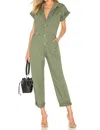 Pistola Makenna Stretch Cotton Utility Jumpsuit In Green