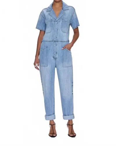 Pistola Grover Short Sleeve Field Jumpsuit In Disoriented In Blue