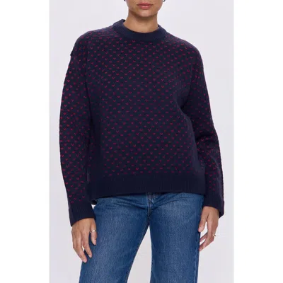 Pistola Hanna Heart Jacquard Crewneck Sweater In Blue