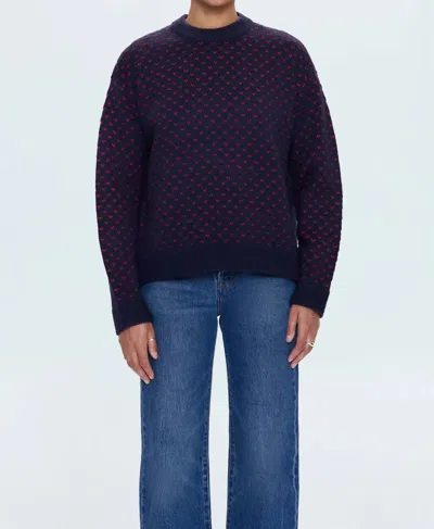 Pistola Hanna Oversized Sweater In Navy Red Hearts In Multi