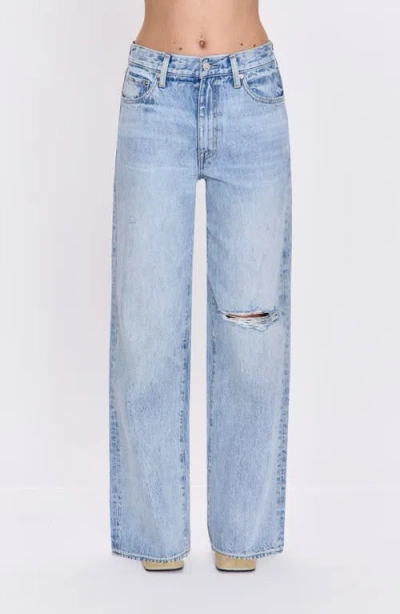Pistola Hendrix Embellished Rivets High Waist Straight Leg Jeans In Blue