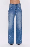 Pistola Hendrix Stud High Waist Straight Leg Jeans In Blue