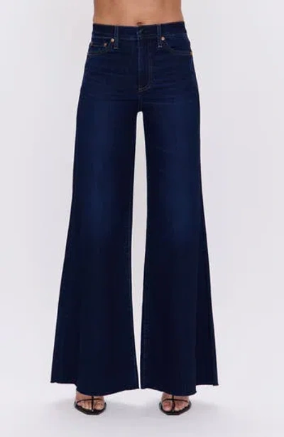 Pistola Izzy High Waist Raw Hem Wide Leg Flare Jeans