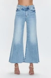 Pistola Izzy High Waist Raw Hem Wide Leg Flare Jeans In Blue