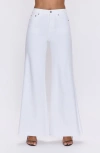 Pistola Izzy High Waist Raw Hem Wide Leg Jeans In White