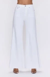 Pistola Izzy High Waist Raw Hem Wide Leg Jeans In White