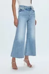 Pistola Izzy High Waist Raw Hem Wide Leg Flare Jeans In Multi