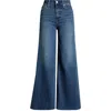 Pistola Izzy Raw Hem Mid Rise Wide Leg Flare Jeans