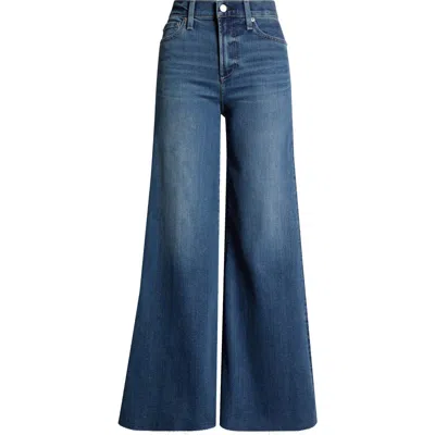 Pistola Izzy Raw Hem Mid Rise Wide Leg Flare Jeans