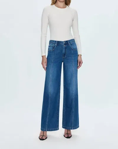 Pistola Jadyn Double Button Low Slung Palazzo Jeans In Celebration In Blue