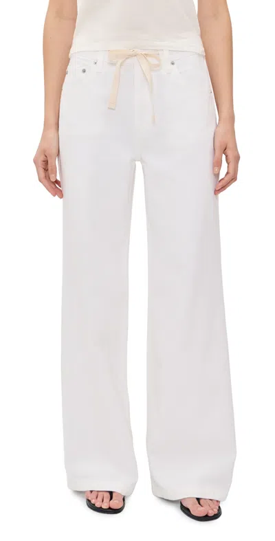 Pistola Jadyn Drawstring Mid Rise Palazzo Jeans In White
