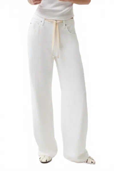 Pistola Jadyn Mid Rise Drawstring Palazzo Jean In Optic White