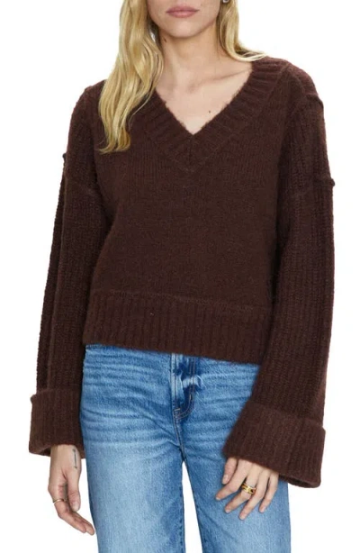 Pistola Joy Cuff V-neck Sweater In Dark Roast