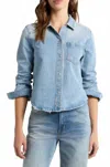Pistola Jules Fitted Denim Snap-up Shirt In Blue