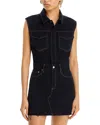 Pistola Julia Raw Hem Denim Minidress In Noir