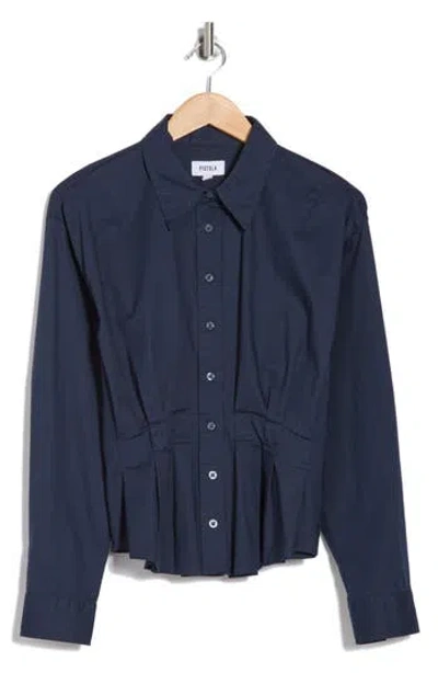 Pistola Julie Cinch Waist Stretch Cotton Shirt In Blue