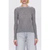 Pistola Juno Rib Long Sleeve Merino Wool Blend Top In Gray