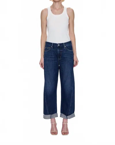 Pistola Kacey Mid Rise Cuffed Straight Jeans In Cultivate In Blue