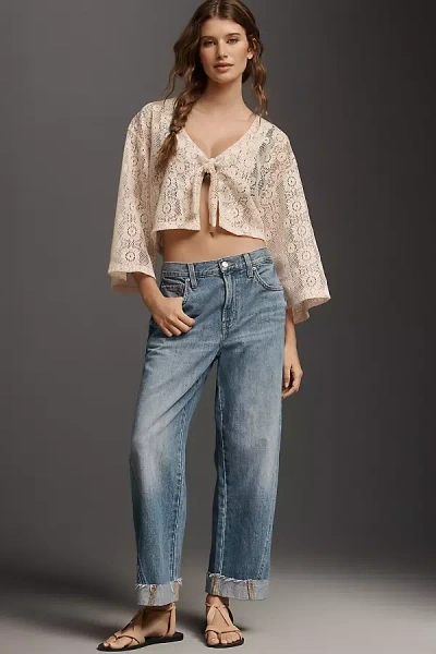 Pistola Kacey Mid-rise Cuffed Relaxed Tapered Jeans In Blue