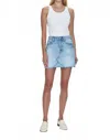 Pistola Kat High Rise Vintage Skirt In Academia Light Wash In Blue