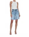 Pistola Kaylee High Rise Pinched Loose Straight Denim Shorts In Boulder In Blue