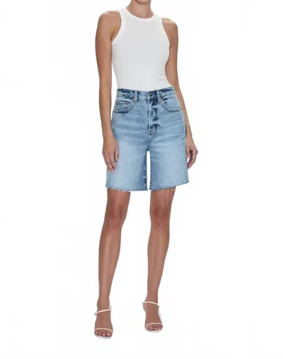 Pistola Kaylee High Rise Pinched Loose Straight Denim Shorts In Boulder In Blue