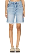 Pistola Kaylee High Rise Pinched Loose Denim Shorts In Blue