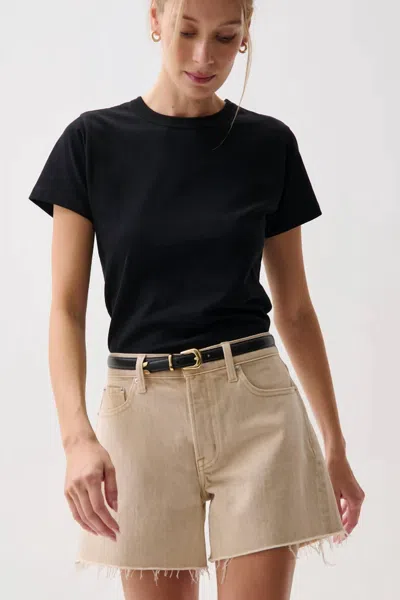 Pistola Kennedy Mid Rise Raw Hem Shorts In Honey In Neutral