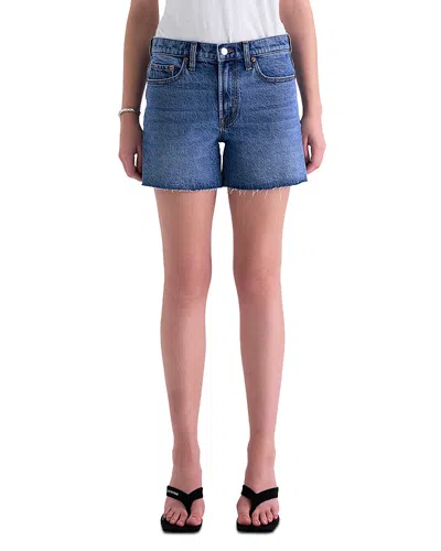 Pistola Kennedy Relaxed Mid Rise Cut Off Shorts In Blue